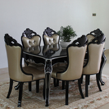 欧式餐桌椅 组合 长方形6人餐桌 实木雕花 新古典家具小户型桌椅