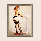 纯手绘人物工业时代美国Pin up美女人体艺术半裸酒吧酒店油画挂画