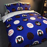 日式熊本熊卡通四件套日本全棉大学生宿舍床单被罩三件套单人床女