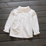 正价  2016春款 韩版女童梭织棉花边袖口衬衣 女宝纯白衬衫