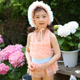 2016夏韩国儿童游泳衣女童女孩泳装蕾丝裙宝宝连体裙式小中童泳装