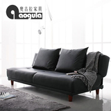 奥古拉 日式简约时尚小户型沙发床 可折叠沙发床 双人皮艺沙发床