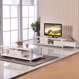 简约现代烤漆韩式电视柜  欧式伸缩钢化玻璃客厅影视柜茶几组合