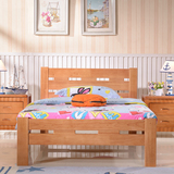 全实木床单人床1.2米床包邮成人床简约橡木床1.5米高箱储物儿童床