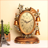 台式钟表座钟静音客厅 大号欧式复古台钟床头钟 创意坐钟装饰摆件