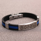 韩国BIGBANG 权志龙GD同款个性朋克硅胶手环钛钢能量手镯学生手链