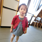 2016新款秋装女童宝宝大红针织开衫连衣裙韩版两件套装1-2-3-4岁