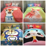 机器猫全棉三四件套纯棉被套床单4件儿童卡通床品可爱动物KT猫熊