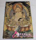 西藏佛像 尼泊尔财神唐卡画像织锦画丝绸绣 财宝天王唐卡刺绣