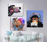 数字油画包邮数码diy动物斑马大猩猩油画儿童卧室装饰客厅40x50