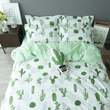 纯棉绿色植物床上用品仙人掌四件套 卡通儿童全棉三件套床单床笠