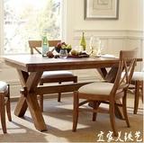 美式乡村实木餐桌 复古餐桌椅 北欧原木餐台 全实木长方桌办公桌