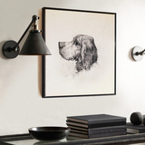 玄关装饰画黑白现代简约单幅餐厅挂画卧室书房个性壁画 素描狗