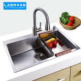 德国LABRAZE厨房水槽单槽超大手工水槽双槽洗菜盆加厚 手工槽套餐