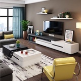 现代简约可伸缩电视桌烤漆电视柜组合个性北欧小户型客厅电视机柜