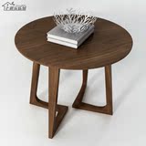 北欧实木仿古茶桌 圆形小桌四脚边几 时尚创意角几咖啡桌家居边桌