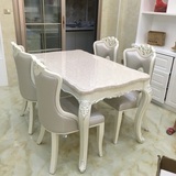 大理石餐桌长方形白色 欧式餐桌椅组合6人现代简约一桌六椅饭桌子