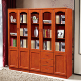 实木书柜2两门3三门书柜书橱储物柜简易书架橡木自由组合五门书柜