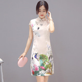 中国民族风女装夏季显瘦优雅修身复古中式日常改良旗袍连衣裙中裙