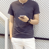 大叔型男夏季短袖T恤男韩版纯棉修身型圆领体恤运动套装青年潮装