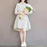2016夏季单件新款打底韩版女装大码女装通勤裙子单排扣连衣裙Ｈ18