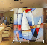欧式抽象油画 双面折叠屏风 酒吧会所地中海玄关隔断 帆船