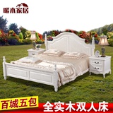 美式乡村实木床1.5米 红橡木床1.8米 简约双人欧式床复古卧室婚床