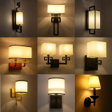现代简约新中式长形布艺壁灯 创意客厅餐厅过道壁灯卧室床头壁灯