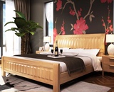 中式床简现代全实木床架橡木床1.8 1.5 1.2米儿童床双人床储物床
