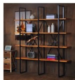 铁艺创意宜家实木书柜现代简约书房钢木书架 客厅落地简易置物架