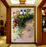 现代简约大型壁画 客厅走廊过道玄关背景墙壁纸 田园油画鸟巢墙纸
