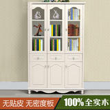 现代简约全实木白色3三门书柜书橱欧式储置物柜韩式田园2两门书柜