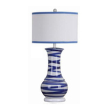 新中式古典创意蓝色条纹陶瓷台灯样板房别墅客厅酒店会所大堂灯具