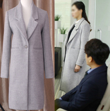 韩国代购2016春装新款欧洲站高端大牌女装东大门羊毛呢子大衣外套
