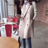 2016春秋新款韩国时尚无袖显瘦大码纯色马夹西装外套中长款马甲女