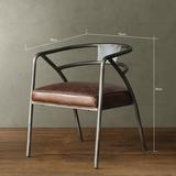 美式现代铁艺靠背餐椅咖啡餐厅复古皮垫餐椅创意洽谈椅个性办公椅