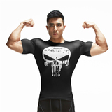 黑色英雄短袖新惩罚者 T恤 健身服高弹力紧身衣训练运动男速干
