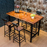 美式酒吧椅子实木家用奶茶店简约高脚长吧台桌椅铁艺靠背吧凳创意