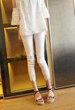 夏韩版白色蕾丝外穿打底裤高腰八九分裤薄款女士铅笔裤小脚紧身裤