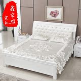 白色全实木橡木床 现代简约1.8/1.5米带软靠皮床婚床公主床欧式床