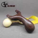 木雕反曲黑檀黄杨弹弓纯手工雕刻宽皮筋弹弓传统怀旧玩具