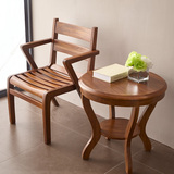 全实木休闲桌椅中式阳台咖啡桌乌金色一桌两椅小圆茶桌三件套特价