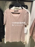 8月mh欣怡~上海ZARA正品专柜代购 金属色百褶T恤7901/273 7901273