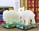 大象摆件一对 办公室办公桌风水招财白玉大象摆设家居装饰工艺品