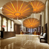 东南亚木皮餐厅吊灯泰式酒店大厅个性会所大堂装饰灯艺术飞碟伞灯
