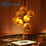 led创意个性原木球形吊灯西餐厅咖啡厅客厅卧室美式乡村实木吊灯