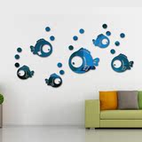小鱼创意3D亚克力立体镜面墙贴卧室幼儿园儿童房背景墙装饰墙贴画