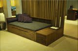 免漆古典两用储物抽屉箱式沙发椅家具直销老榆木新中式实木罗汉床