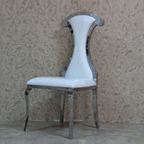 欧式后现代简约餐椅时尚高档鳄鱼纹真皮不锈钢餐桌椅组合家具定制