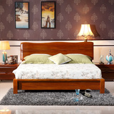 胡桃木全实木床现代中式1.8米双人床 气压高箱储物床1.5家具婚床